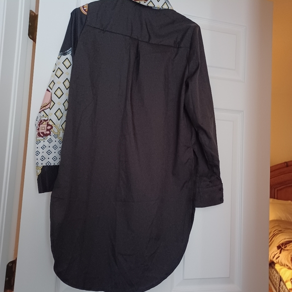 Annie Qin NWT Mixed Media Button Up Womans Size L Shirt - Picture 5 of 10